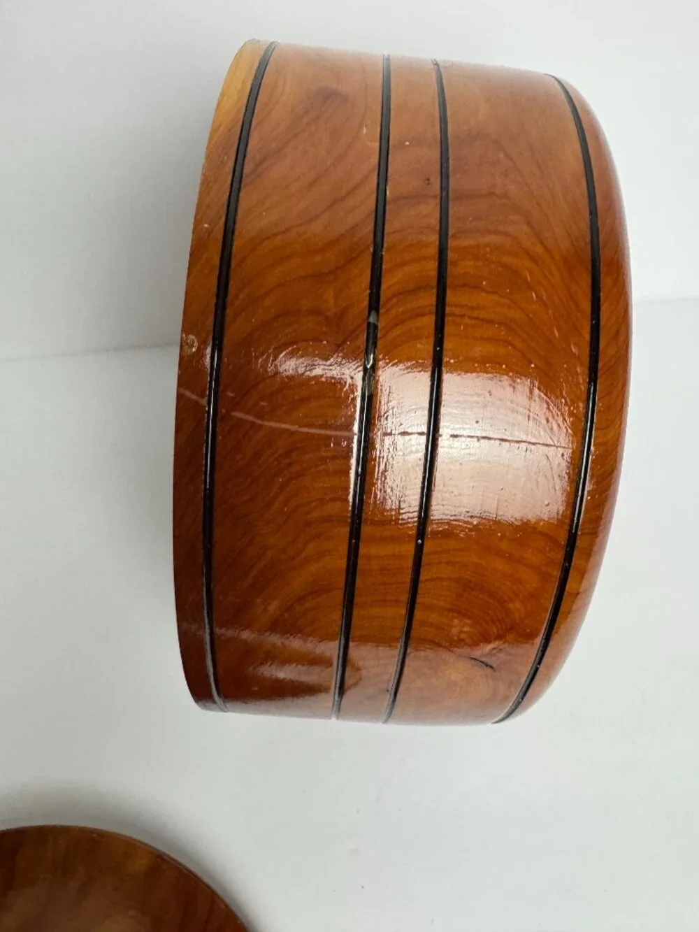Vintage Wooden Bowl w/Lid  Storage Box Serving Dish